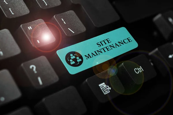 Sign displaying Site Maintenance. Business overview Monitoring and regularly checking your website for issues Word Processing Program Ideas, Logging Programming Updates Concept — Stock Photo, Image