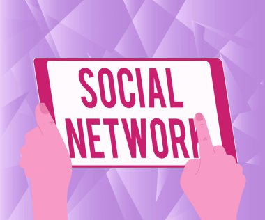 Sosyal Ağ kavramsal gösterimi. İş Konsepti Etkileşimleri Bilgi İlişkileri Paylaşımı El Kullanımı Tableti Araması Yeni Harika Fikirler.