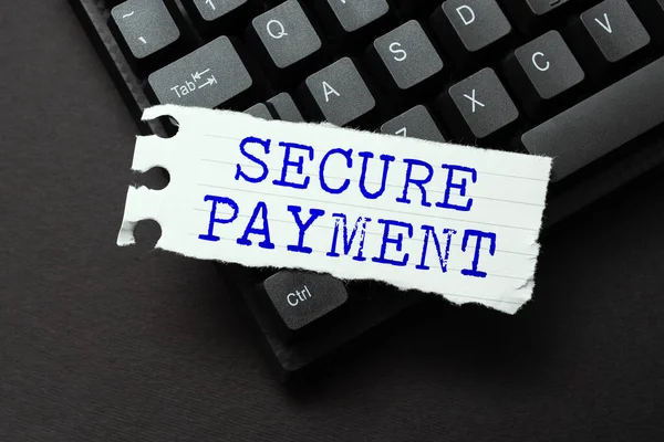 Text caption presenting Secure Payment. Business overview Security of Payment refers to ensure of paid even in dispute Typing New Educational Textbook, Abstract Retyping Old Essay Online