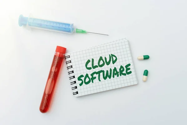 Handwriting text Cloud Software. Conceptual photo Programs used in Storing Accessing data over the internet Research Notes For Virus Prevention, Planning Medical Procedures — Foto Stock