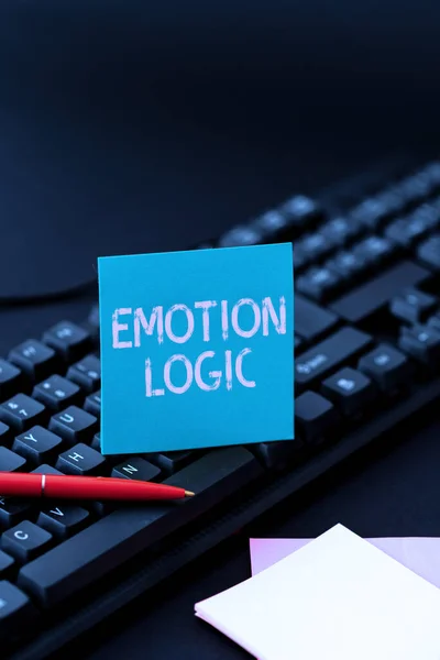 Handwriting text Emotion Logic. Business concept Heart or Brain Soul or Intelligence Confusion Equal Balance Typing Helpful Blog Tutorial And Guides, Researching Strategies Online — Stock Photo, Image
