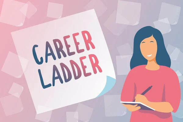 Text caption presenting Career Ladder. Word for Job Promotion Professional Progress Upward Mobility Achiever Typing New Student Workbooks, Creating And Publishing Online Ebook — 图库照片