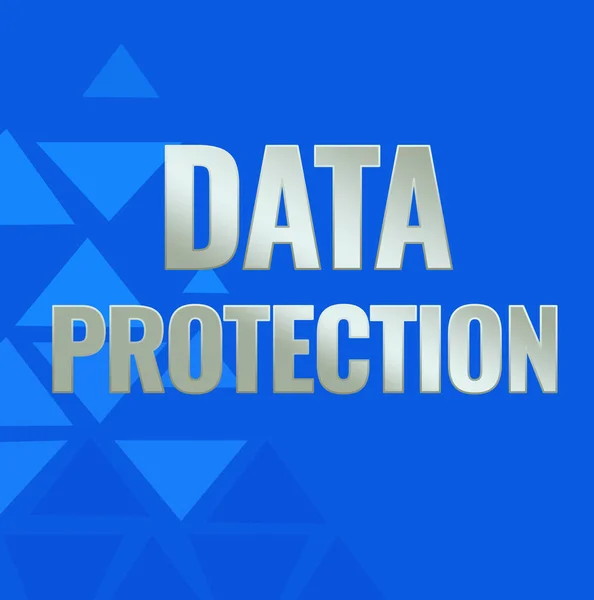 Writing displaying text Data Protection. Business approach Protect IP addresses and personal data from harmful software Line Illustrated Backgrounds With Various Shapes And Colours. — Fotografia de Stock