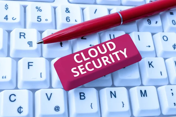 Text sign showing Cloud Security. Business idea Protect the stored information safe Controlled technology Abstract Typing New Spreadsheets, Organizing Filing Systems Concept — 图库照片