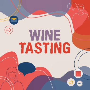 Şarap tatma konsepti. Gourmet Şaraphanesi İçki İçen Çizgi Roman Çifti Sohbet Bulutu Mesajlaşması.