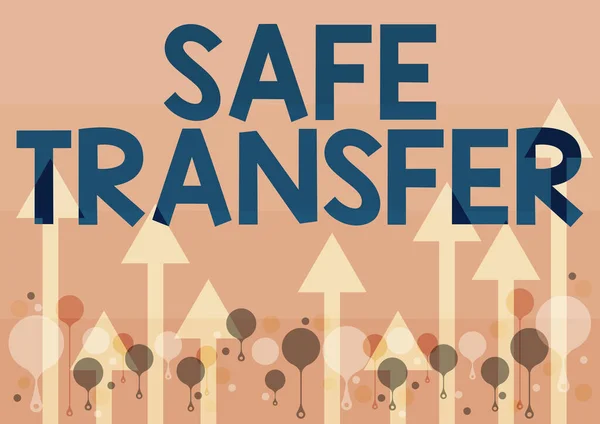 Sign displaying Safe Transfer. Word Written on Wire Transfers electronically Not paper based Transaction Illustration Of A Long Arrows Floating Smoothly Towards The Sky High — 图库照片