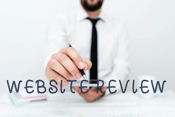 Text showing inspiration Website Review. Word Written on Reviews that can be posted about businesses and services Presenting Communication Technology Smartphone Voice And Video Calling — Stock Photo, Image