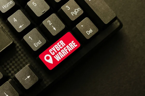 Leyenda conceptual Cyber Warfare. Negocio escaparate Virtual War Hackers System Ataques Ladrón digital acosador Descargar y escribir contenido en línea, Resumen Responder a correos electrónicos —  Fotos de Stock