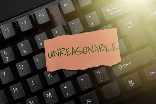 Hand writing sign Unreasonable. Business idea Beyond the limits of acceptability or fairness Inappropriate Connecting With Online Friends, Making Acquaintances On The Internet — Stockfoto
