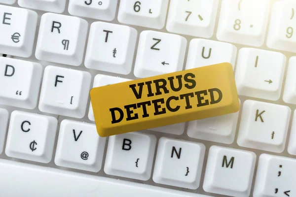 Conceptual caption Virus Detected. Business concept A computer program used to prevent and remove malware Abstract Fixing Internet Problem, Maintaining Online Connection — Foto Stock