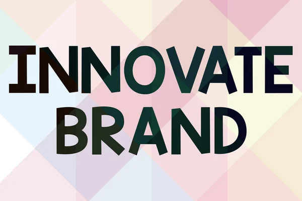 Tekst met inspiratie Innovate Brand. Concept betekent belangrijk om producten, diensten en meer te innoveren Line Illustrated Achtergronden met verschillende vormen en kleuren. — Stockfoto