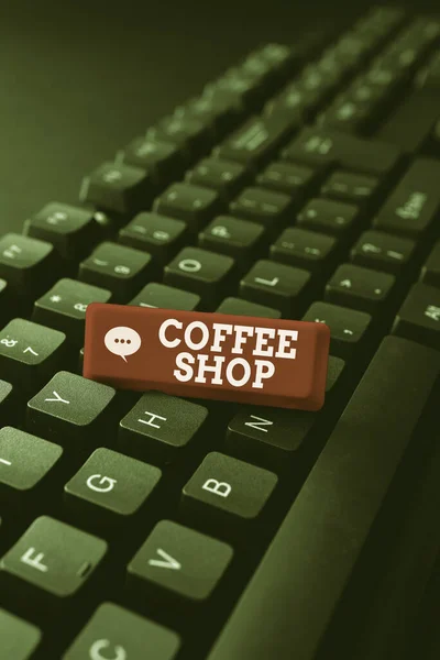 Text caption presenting Coffee Shop. Word for a restaurant that primarily serves coffee, and light meals Abstract Drafting A Binding Contract, Creating Antivirus Codes — Stockfoto