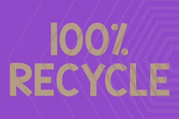 Podpis tekstowy prezentujący 100 Procent recyklingu. Koncepcyjne zdjęcie Zestaw Biodegradowalne, BPA wolne i kompostowalne recyklingu Line Illustrated tła z różnych kształtach i kolorach. — Zdjęcie stockowe