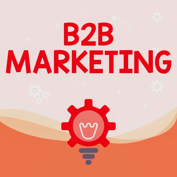 Handwriting text B2B Marketing. Business approach isometric commerce technology successful a business collaboration Illuminated Light Bulb With Gear Shell Showing Technology Ideas. — Fotografia de Stock