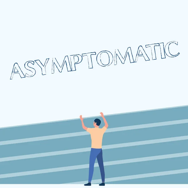 Konceptuell visning Asymtomatisk. Företagen visar upp ett tillstånd eller en person som producerar eller visar inga symtom Athletic Man Standing On Track Field Raising both Hand Visar firande. — Stockfoto