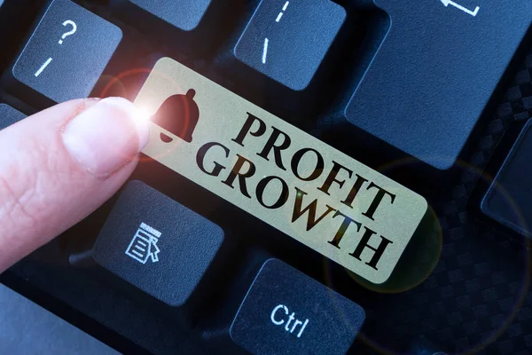 Sign displaying Profit Growth. Concept meaning Objectives Interrelation of Overall Sales Market Shares Browsing Online Transaction History, Creating Organized File System — Foto Stock
