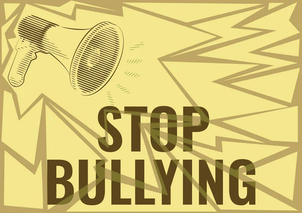Leyenda conceptual Stop Bullying. Visión general del negocio Lucha y elimina este comportamiento agresivo inaceptable Ilustración de un altavoz de megáfonos haciendo nuevos anuncios. — Foto de Stock