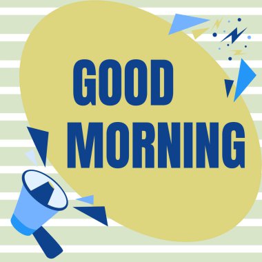 Kavramsal gösteri. Günaydın. Kavramsal fotoğraf. Sabahleyin buluşmada geleneksel bir ifade. Megafon çizimi Chat Cloud 'a Konuşan Bulut Duyurusu..