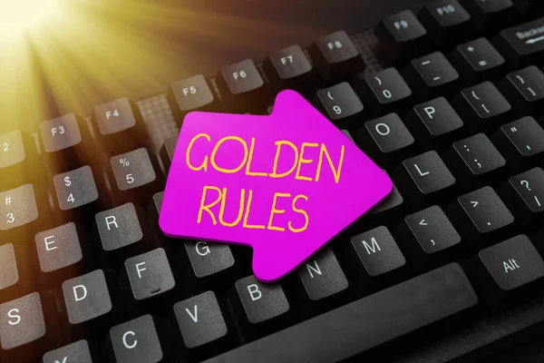 Writing displaying text Golden Rules. Business concept Basic principle that should be followed Important Principle Filling Up Online Registration Forms, Gathering And Editing Internet Data — Fotografia de Stock