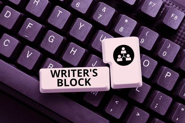 Writing displaying text Writer S Block. Business overview Condition of being unable to think of what to write Creating Data Entry And Typing Jobs, Posting On Online Selling Website — 图库照片