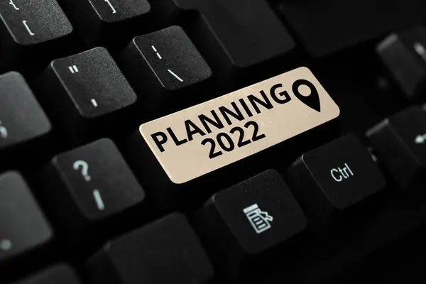 Inspiration showing sign Planning 2022. Conceptual photo Begin with end in the Mind Positioning Long term Objectives Converting Analog Data To Digital Media, Typing Forum Helpful Tips — Stockfoto