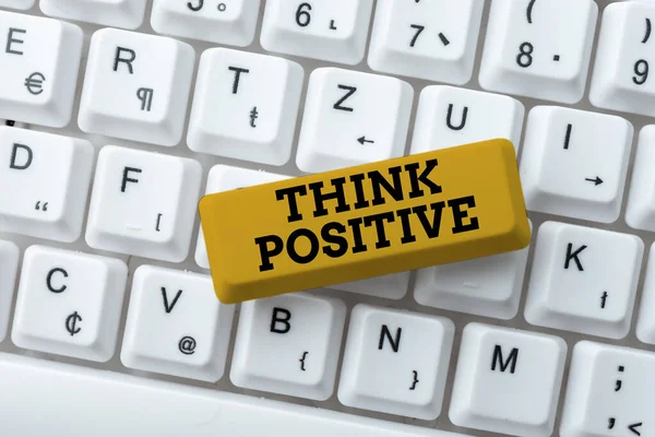 Inspiración mostrando signo Think Positive. Concepto significado La tendencia a ser positivo u optimista en actitud Resumen Fijación de problemas de Internet, Mantener la conexión en línea — Foto de Stock