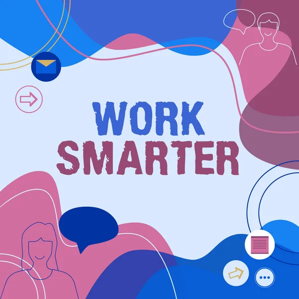 Рука написання знаку Робота Smarter. Слово для ефективності Будьте розумні у своїй роботі Зробіть успішні стратегії Ілюстрація Пара Говорячи в чаті Хмарні повідомлення . — стокове фото