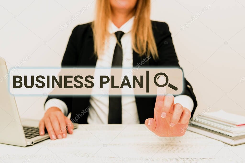 Text showing inspiration Business Plan. Business showcase Structural Strategy Goals and Objectives Financial Projections Explaining Company Problem, Abstract Providing Dispute Solutions