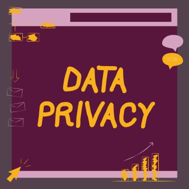 Veri Mahremiyeti işaretini gösteren ilham. Web sitesinin kavramsal fotoğraf güvenliği ve dijital koruması veya İniş sayfası İleti Alma ve Arama Geliştirmeleri.