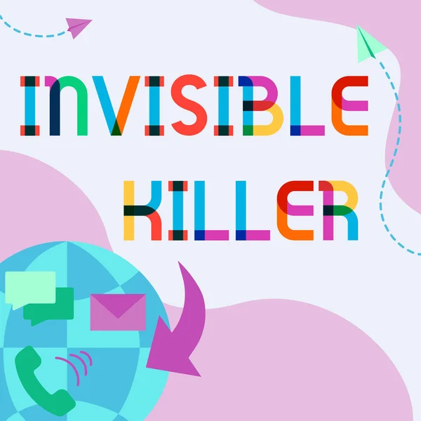 Text s nápisem Neviditelný zabiják. Byznys nápad přítomnost do ovzduší látky, které jsou škodlivé Internet Network Drawing With barevné zprávy S. — Stock fotografie