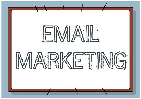 Teken het weergeven van e-mail marketing. Business showcase het aantrekken van potentiële koper door te communiceren via de boodschap Line Illustrated Achtergronden met verschillende vormen en kleuren. — Stockfoto