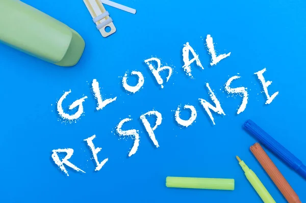 Conceptual display Global Response. Business overview indicates the behaviour of material away from impact point Flashy School Office Supplies, Teaching Learning Collections, Writing Tools, — Foto Stock