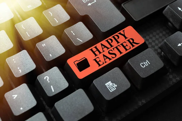 Boldog Húsvétot! Üzleti megközelítés a Jézus Krisztus feltámadásának ünneplése napkeltekor Retyping Letöltés Történelmi fájlok, Gépelés Online regisztrációs űrlapok — Stock Fotó