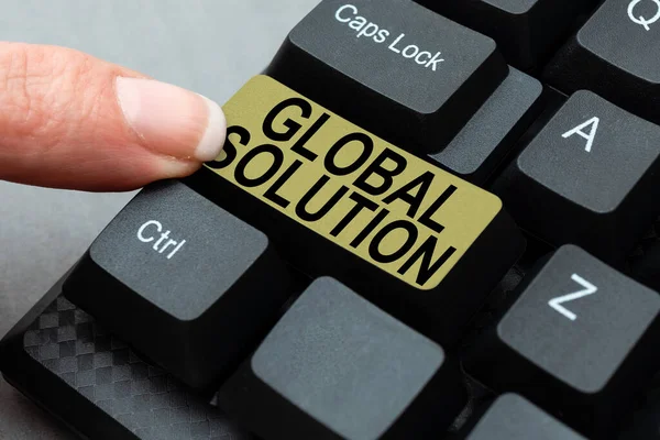 Inspiration showing sign Global Solution. Word for prototypes that may resolve different international issues Abstract Deleting Browser History, Editing And Organizing Online Files — Fotografia de Stock