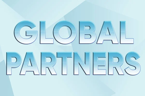 Натхнення, що показує знак Global Partners. Word Написано на двох або більше фірм з різних країн працюють як команда Line Illustrated Founds з різними формами і кольорами . — стокове фото