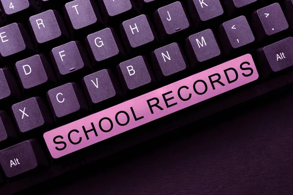 Handwriting text School Records. Word for Information that is kept about a child at school Biography Editing And Retyping Report Spelling Errors, Typing Online Shop Inventory — Fotografia de Stock