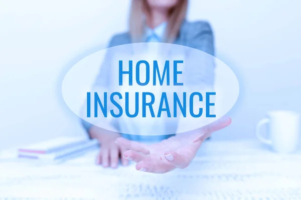 Inspiração mostrando sinal Home Insurance. Abordagem de negócios Abrange perdas e danos e acidentes em casa Explicando novos planos de negócios, orientação e introdução da empresa — Fotografia de Stock