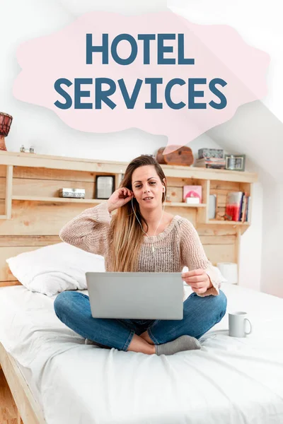 Szállodai szolgáltatások megjelenítése. Üzleti megközelítés Szolgáltatások Szállás és szálló szolgáltatások Olvasás Érdekes cikkek Online, Internet problémák megoldása — Stock Fotó
