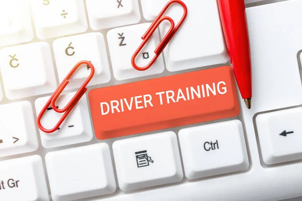 Sign displaying Driver Training. Concept meaning prepares a new driver to obtain a driver s is license Transcribing Internet Meeting Audio Record, New Transcription Methods — Stockfoto