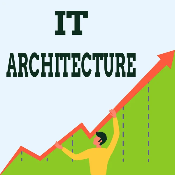 Handschriftliches Zeichen It Architecture. Word for Architecture bezieht sich auf den Prozess der Gesamtstruktur Man Drawing Holding Graph Arrow Showing Business Growth. — Stockfoto