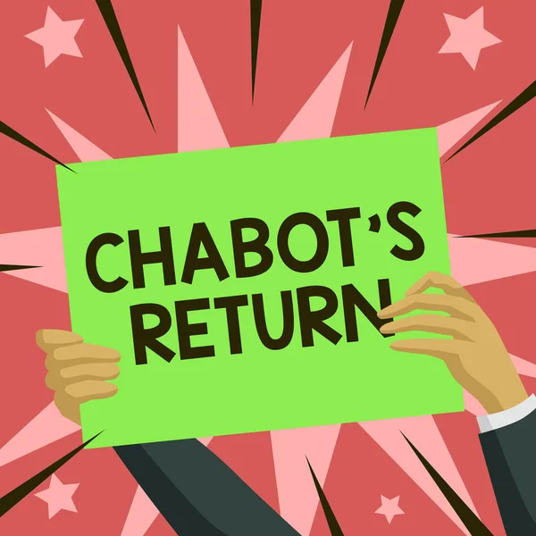 Conceptueel bijschrift Chabot S Return. Business idee de terugkeer van gesprek via auditieve of tekstuele methode -42194 — Stockfoto