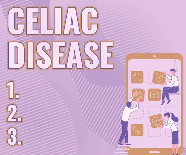 Text sign showing Celiac Disease. Internet Concept autoimmune disorder that primarily affects small intestine -42546 — Stockfoto