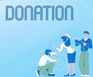 Kavramsal manşet bağışı. İş fikri bir hayır kurumuna verilen bir şey, özellikle de bir grup Holding Gear 'ın Çalışmalarına Yardım Etmesi' nin bir miktar para gösterimi..