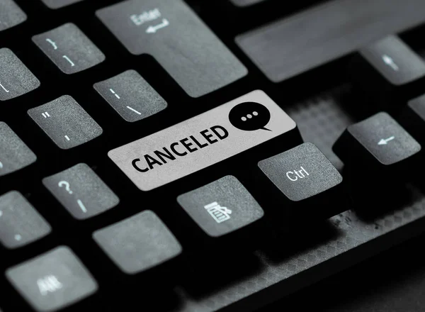 Conceptual display Canceled. Business overview to decide not to conduct or perform something planned or expected Converting Written Notes To Digital Data, Typing Important Coding Files — Stock Photo, Image