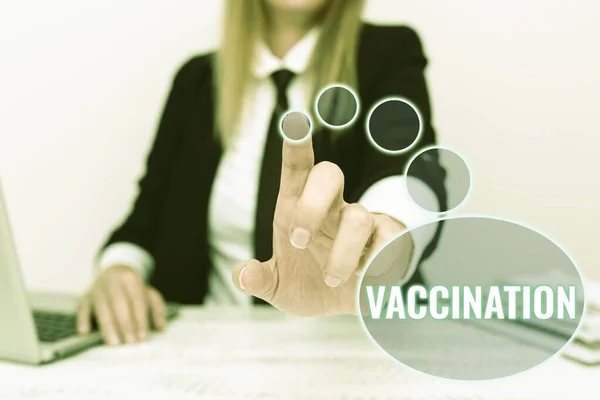 Text caption presenting Vaccination. Business showcase Treatment which makes the body stronger against infection Explaining Company Problem, Abstract Providing Dispute Solutions — Stock Photo, Image