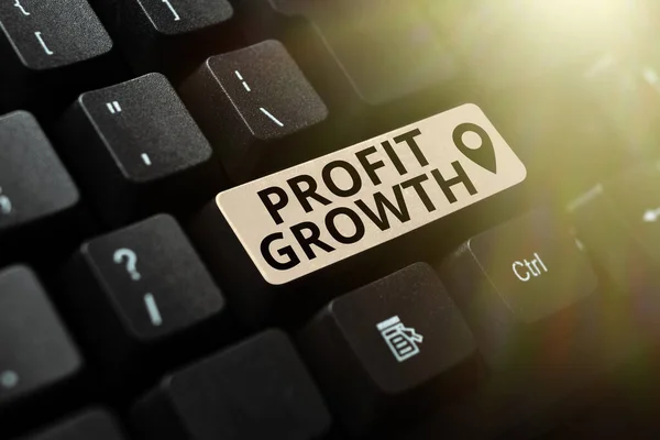 Writing displaying text Profit Growth. Conceptual photo Objectives Interrelation of Overall Sales Market Shares Converting Analog Data To Digital Media, Typing Forum Helpful Tips — Foto Stock