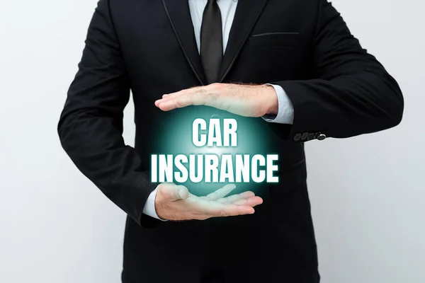 Hand writing sign Car Insurance. Concept meaning Accidents coverage Comprehensive Policy Motor Vehicle Guaranty Presenting New Plans And Ideas Demonstrating Planning Process — 图库照片