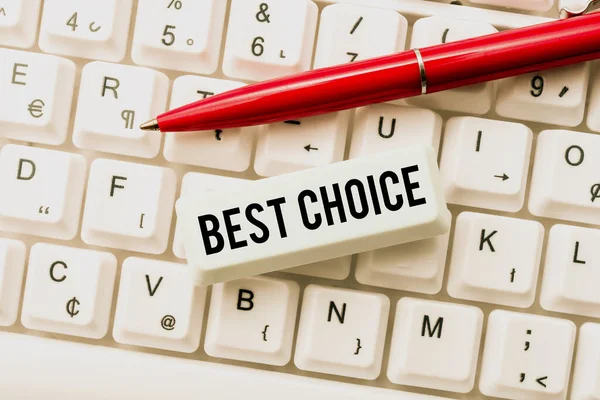 Inspiration showing sign Best Choice. Business concept defined to be the best option an individual should go for Typing Device Instruction Manual, Posting Product Review Online — Stock Photo, Image