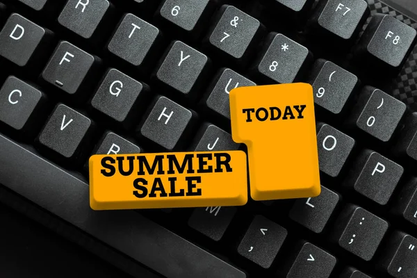 Χειρόγραφο κείμενο Summer Sale. Επιχειρηματική ιδέα ένας ειδικός τύπος έκπτωσης στα εμπορεύματα που επιβάλλονται κατά τη διάρκεια του καλοκαιριού Σύνδεση με Online φίλους, Κάνοντας Γνωριμίες στο Διαδίκτυο — Φωτογραφία Αρχείου