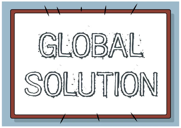 Ручний знак запису Global Solution. Прототипи бізнес-підходів, які можуть вирішувати різні міжнародні питання Лінія ілюстрованих фонів з різними формами і кольорами . — стокове фото